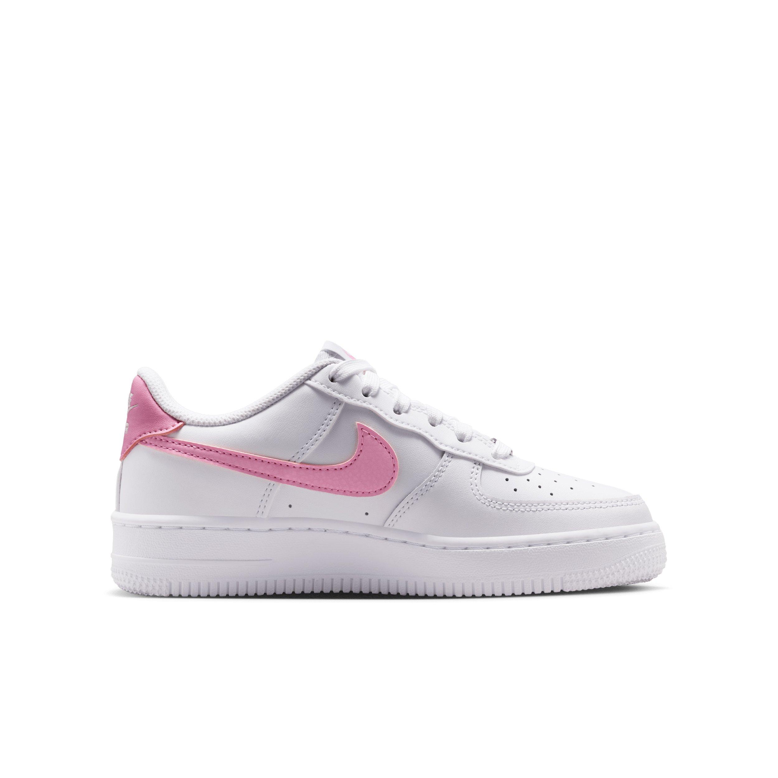 Nike Air Force 1 "White/White/Pink Rise" Grade School Girls' Shoe - WHITE/WHITE/PINK